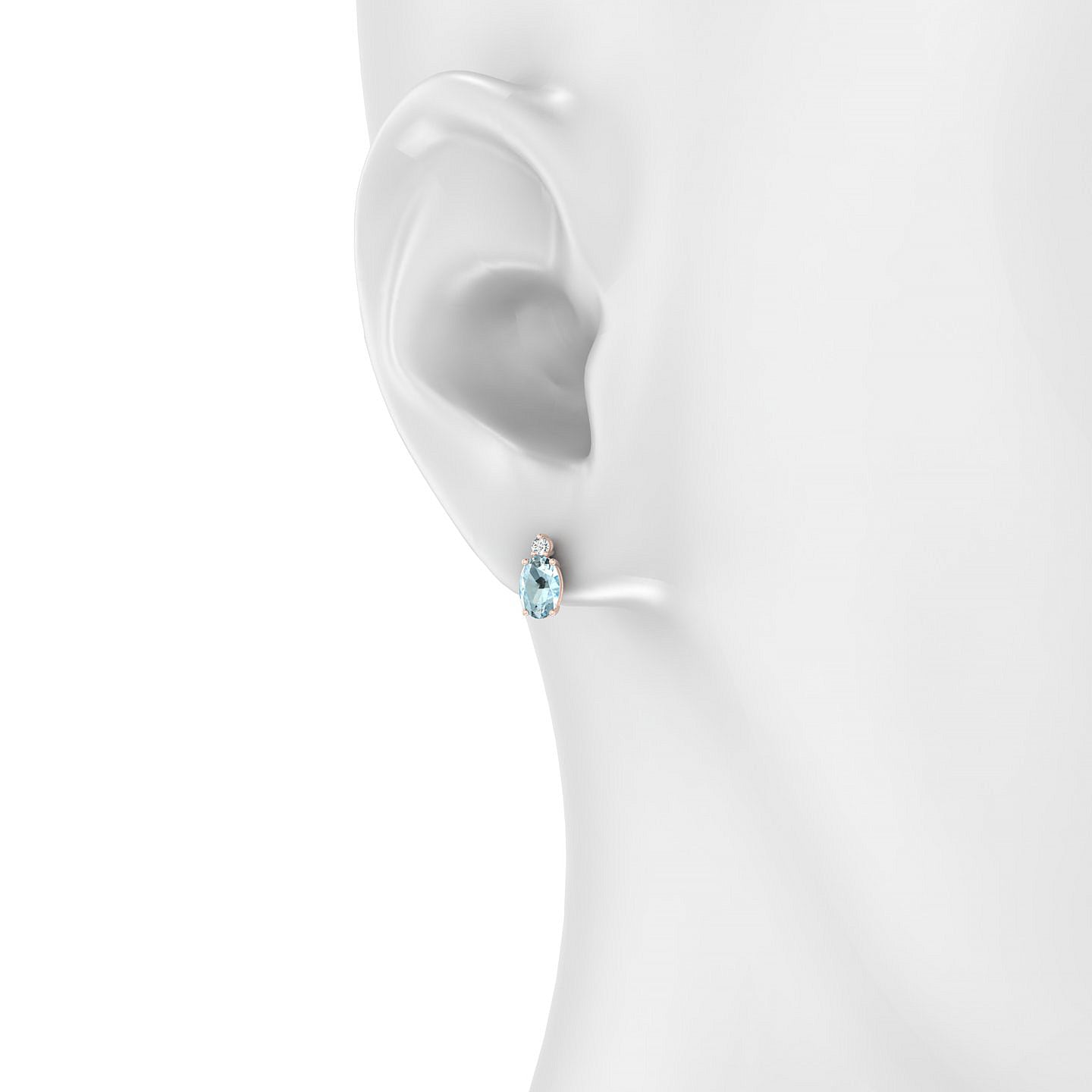Sparkle | 18k Rose Gold 6 x 4 mm Oval Aquamarine Earrings