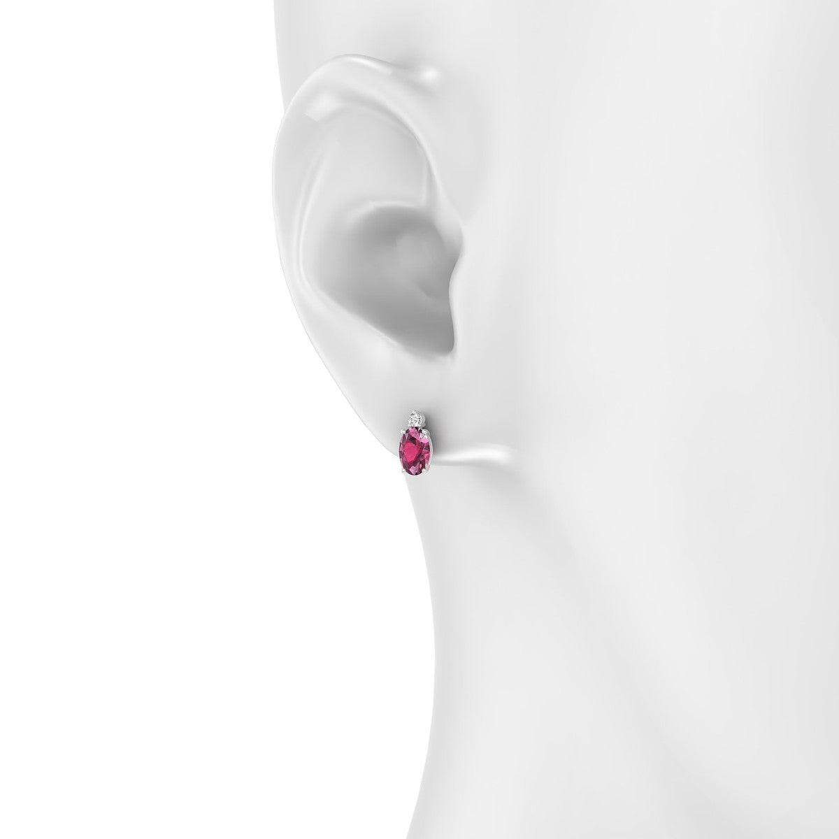 Sparkle | 18k White Gold 6 x 4 mm Oval Rhodolite Earrings