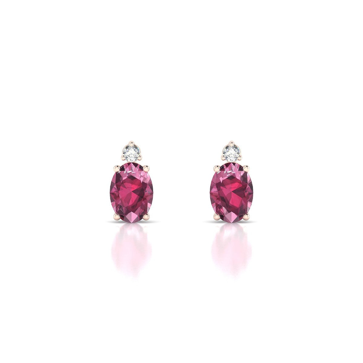 Sparkle | 18k Rose Gold 7 x 5 mm Oval Rhodolite Earrings