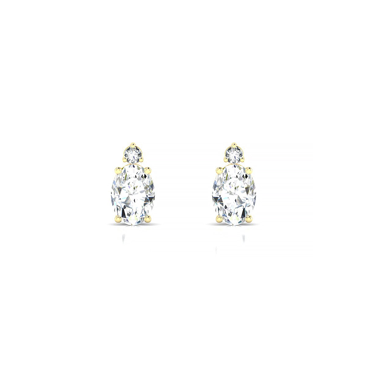 Sparkle | 18k Yellow Gold 7 x 5 mm Oval Diamond Earrings