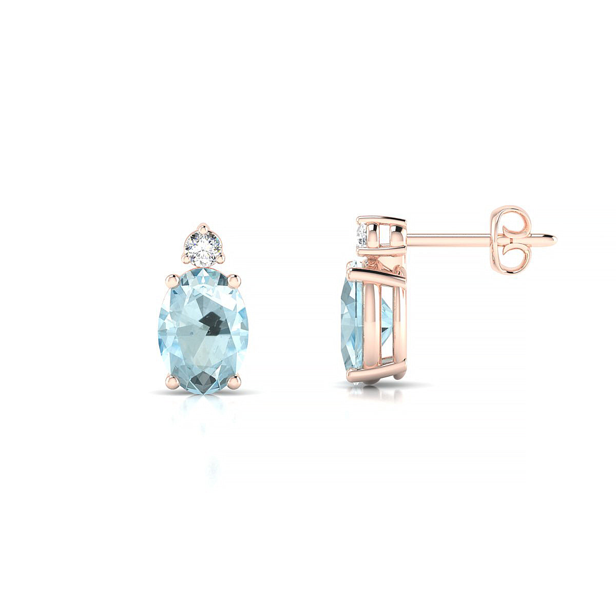 Sparkle | 18k Rose Gold 7 x 5 mm Oval Aquamarine Earrings