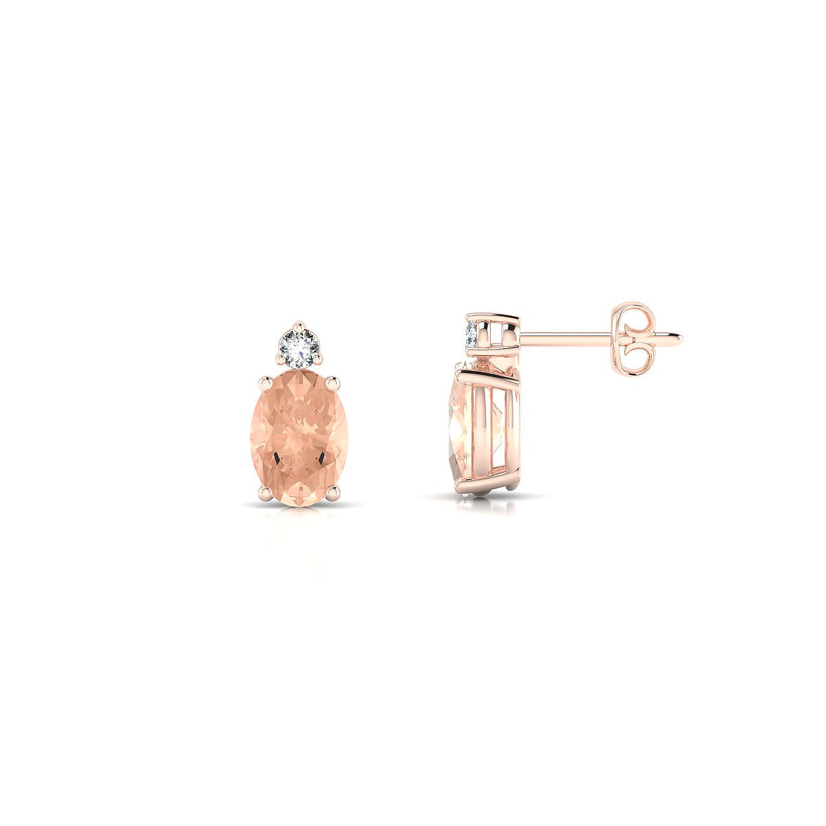 Sparkle | 18k Rose Gold 7 x 5 mm Oval Morganite Earrings