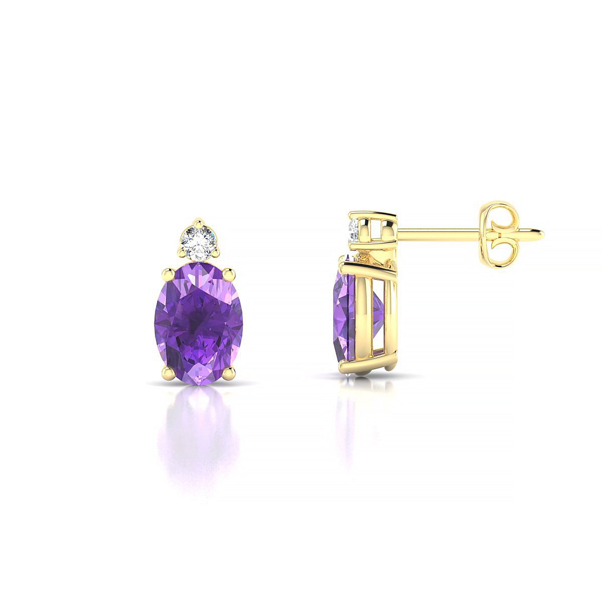 Sparkle | 18k Yellow Gold 7 x 5 mm Oval Amethyst Earrings