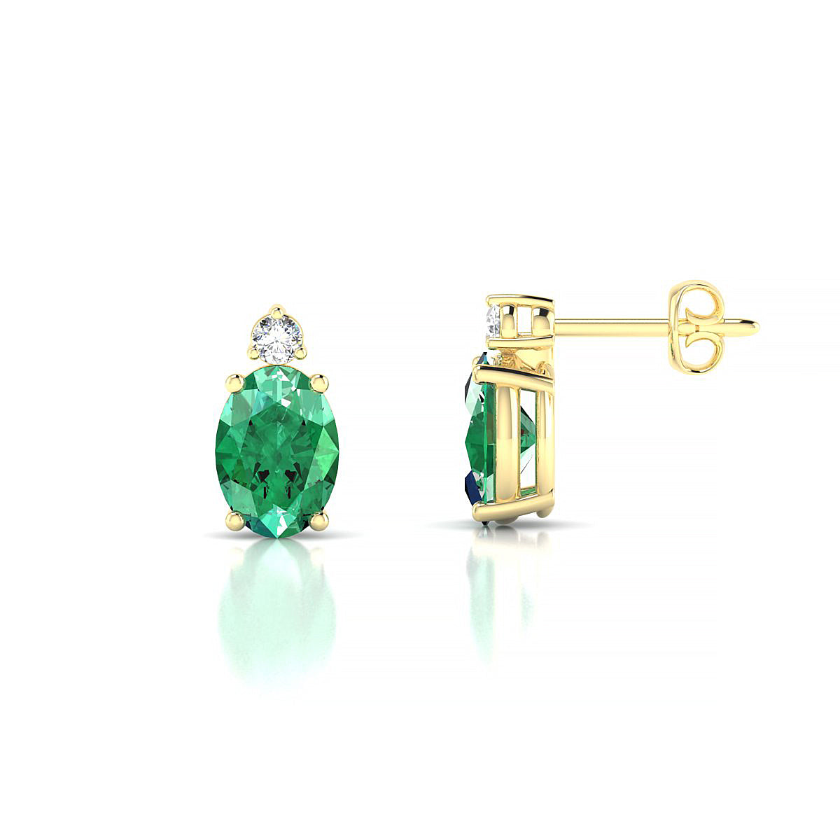 Sparkle | 18k Yellow Gold 7 x 5 mm Oval Emerald Earrings