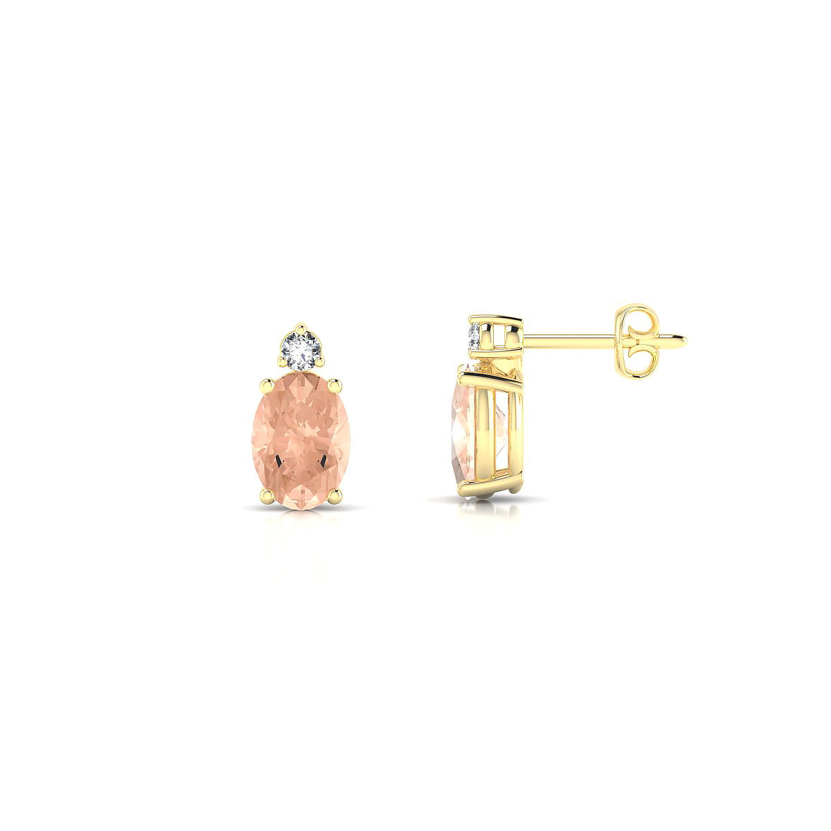 Sparkle | 18k Yellow Gold 7 x 5 mm Oval Morganite Earrings