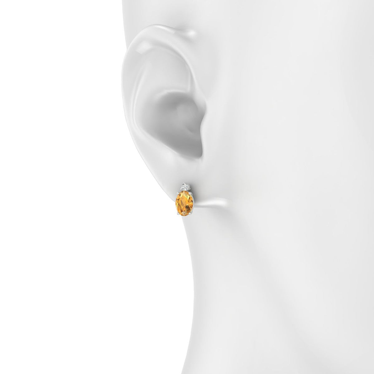 Sparkle | 18k White Gold 7 x 5 mm Oval Citrine Earrings