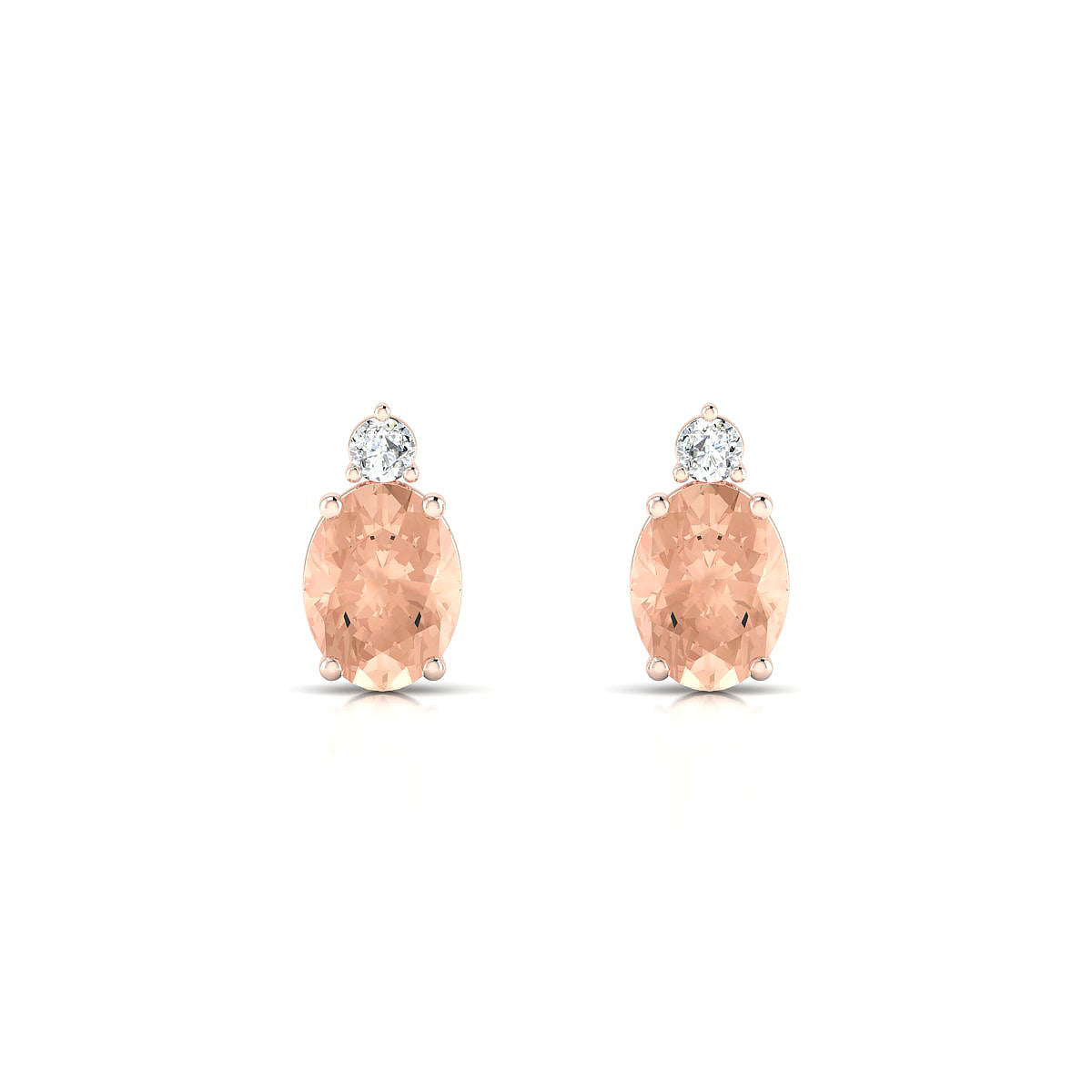 Sparkle | 18k Rose Gold 8 x 6 mm Oval Morganite Earrings