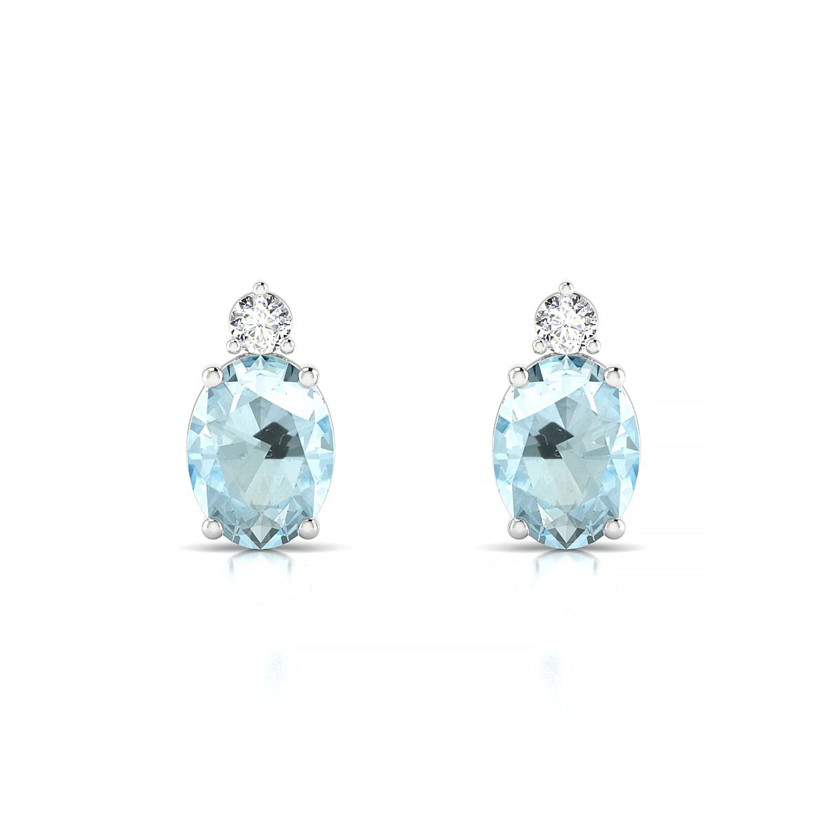 Sparkle | 18k White Gold 8 x 6 mm Oval Aquamarine Earrings