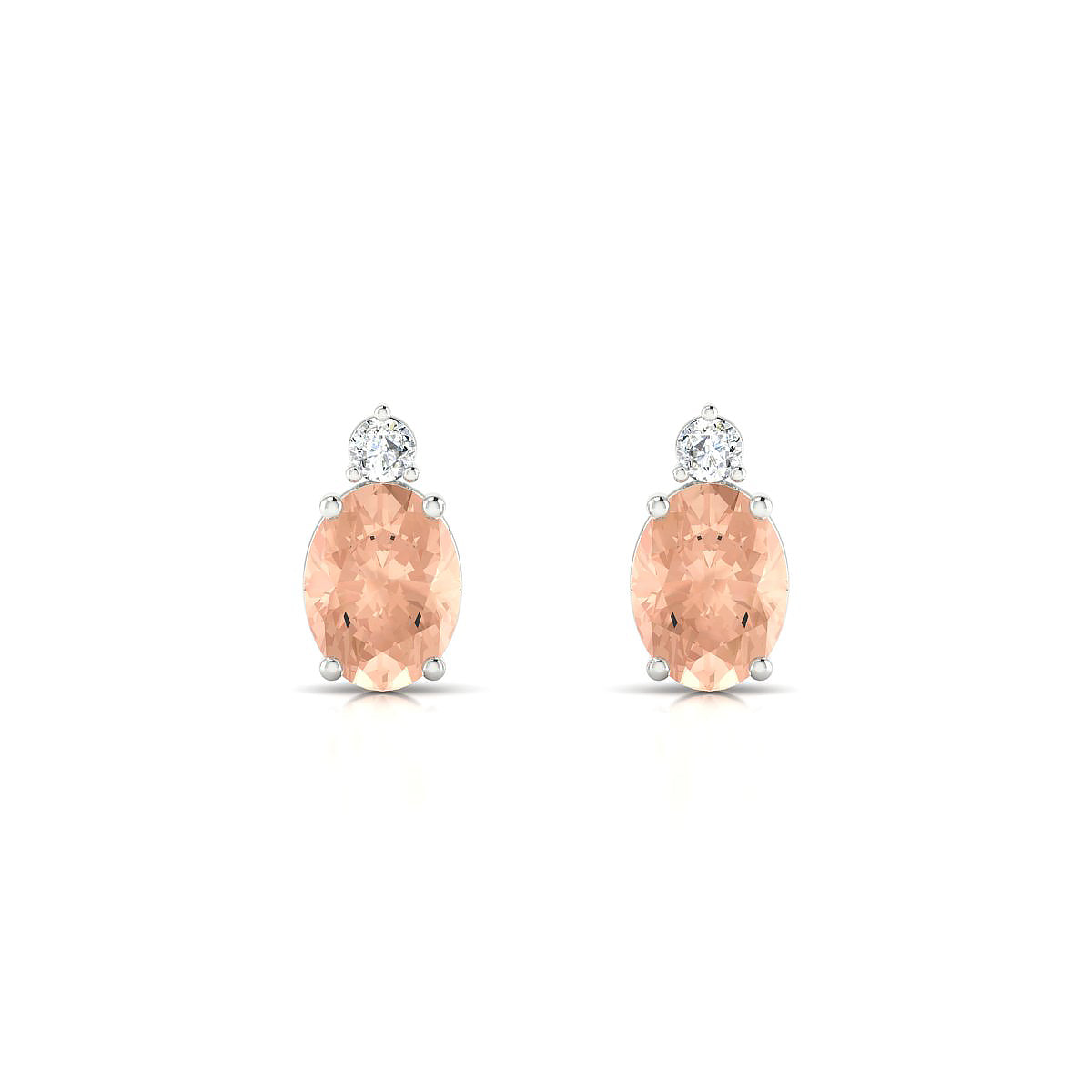 Sparkle | 18k White Gold 8 x 6 mm Oval Morganite Earrings