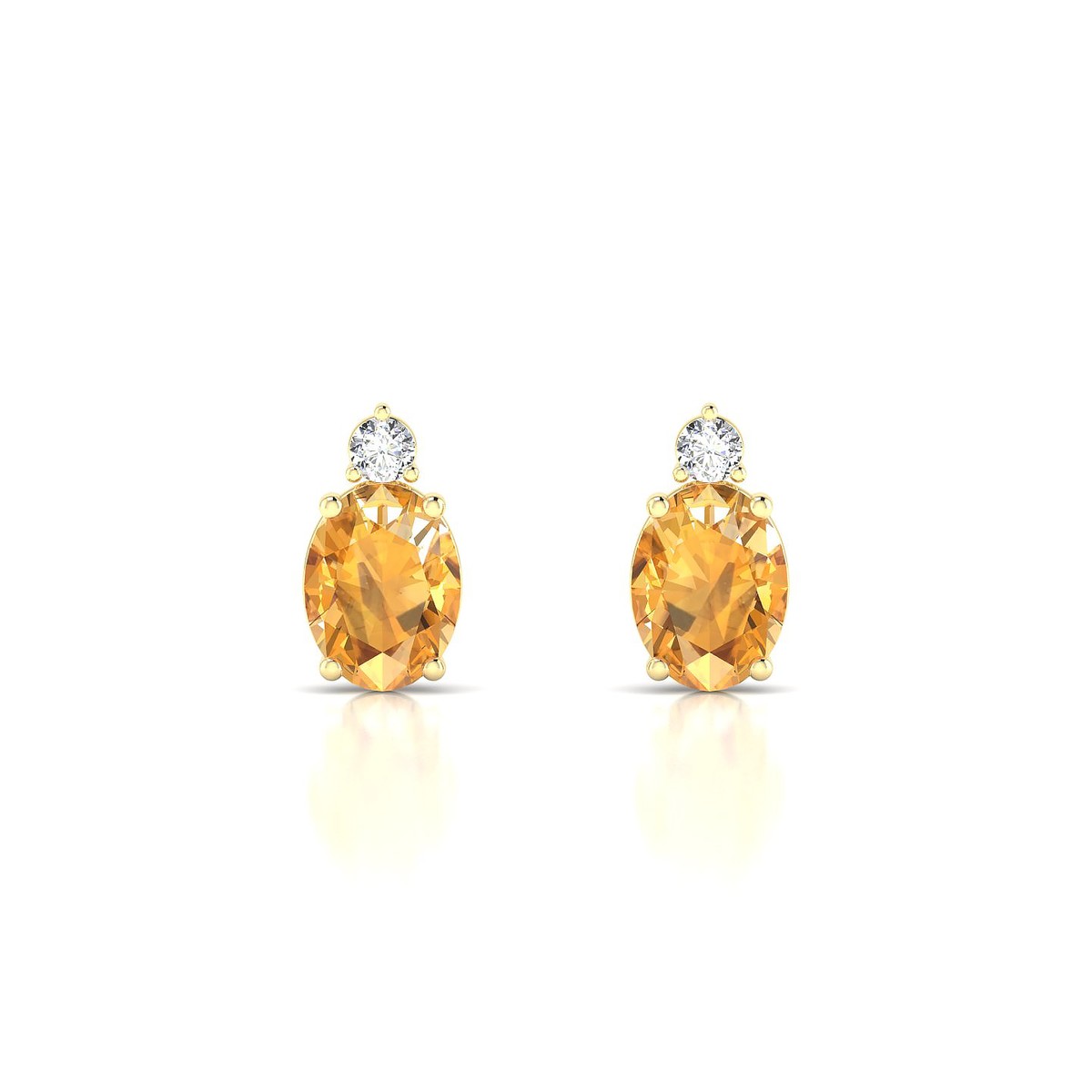 Sparkle | 18k Yellow Gold 8 x 6 mm Oval Citrine Earrings