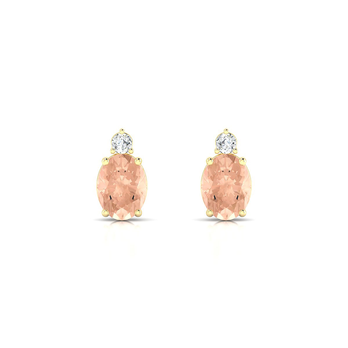 Sparkle | 18k Yellow Gold 8 x 6 mm Oval Morganite Earrings