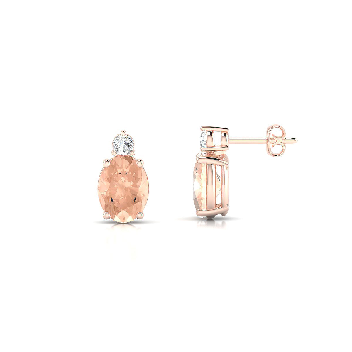Sparkle | 18k Rose Gold 8 x 6 mm Oval Morganite Earrings