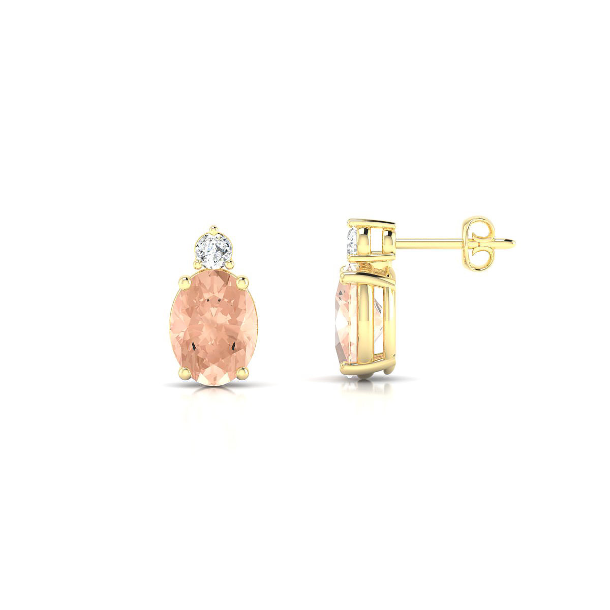 Sparkle | 18k Yellow Gold 8 x 6 mm Oval Morganite Earrings