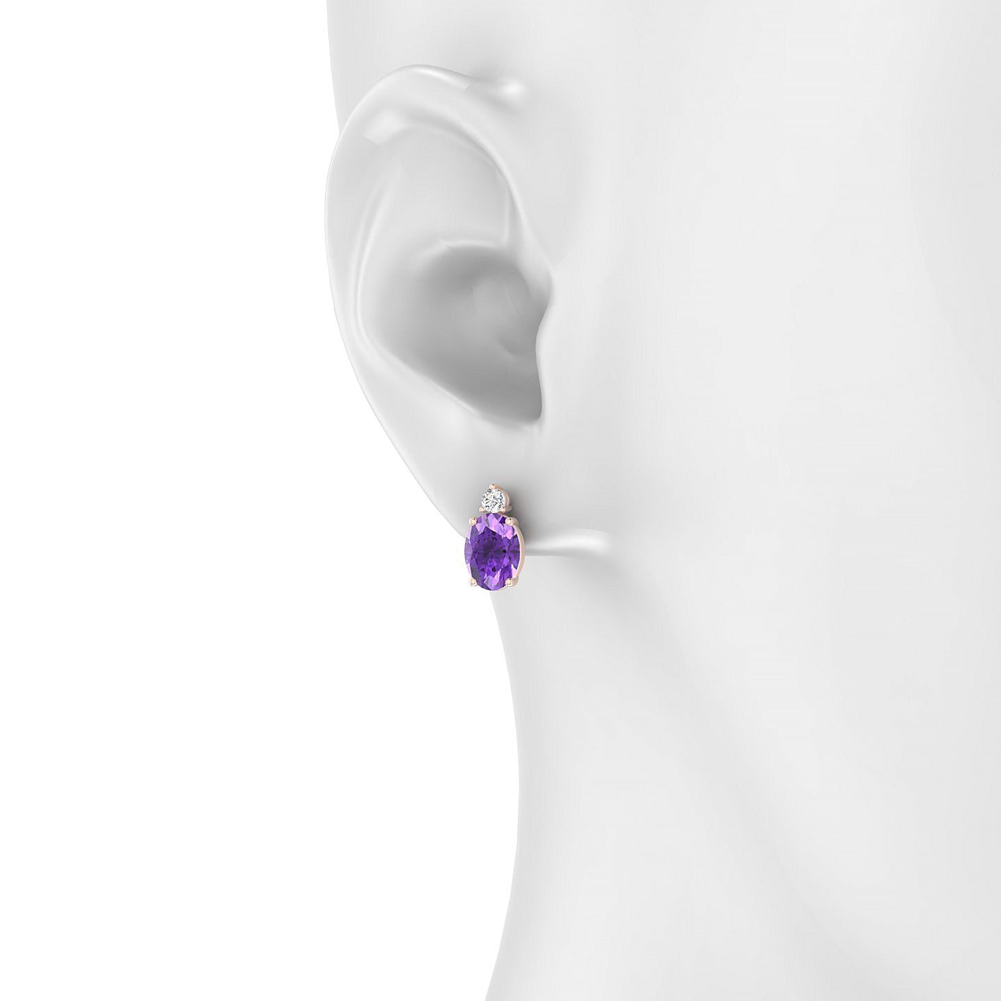 Sparkle | 18k Rose Gold 8 x 6 mm Oval Amethyst Earrings