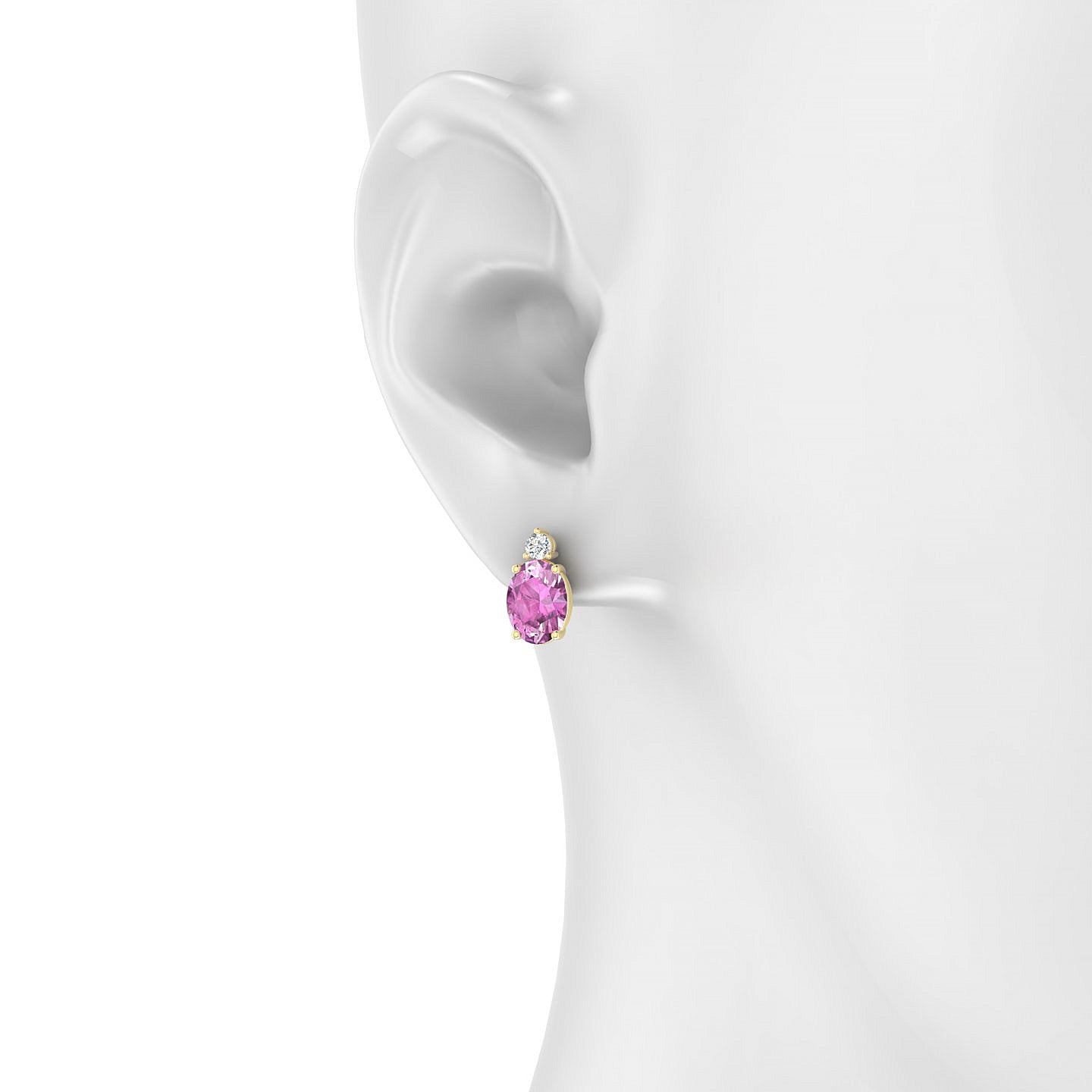 Sparkle | 18k Yellow Gold 8 x 6 mm Oval Pink Sapphire Earrings