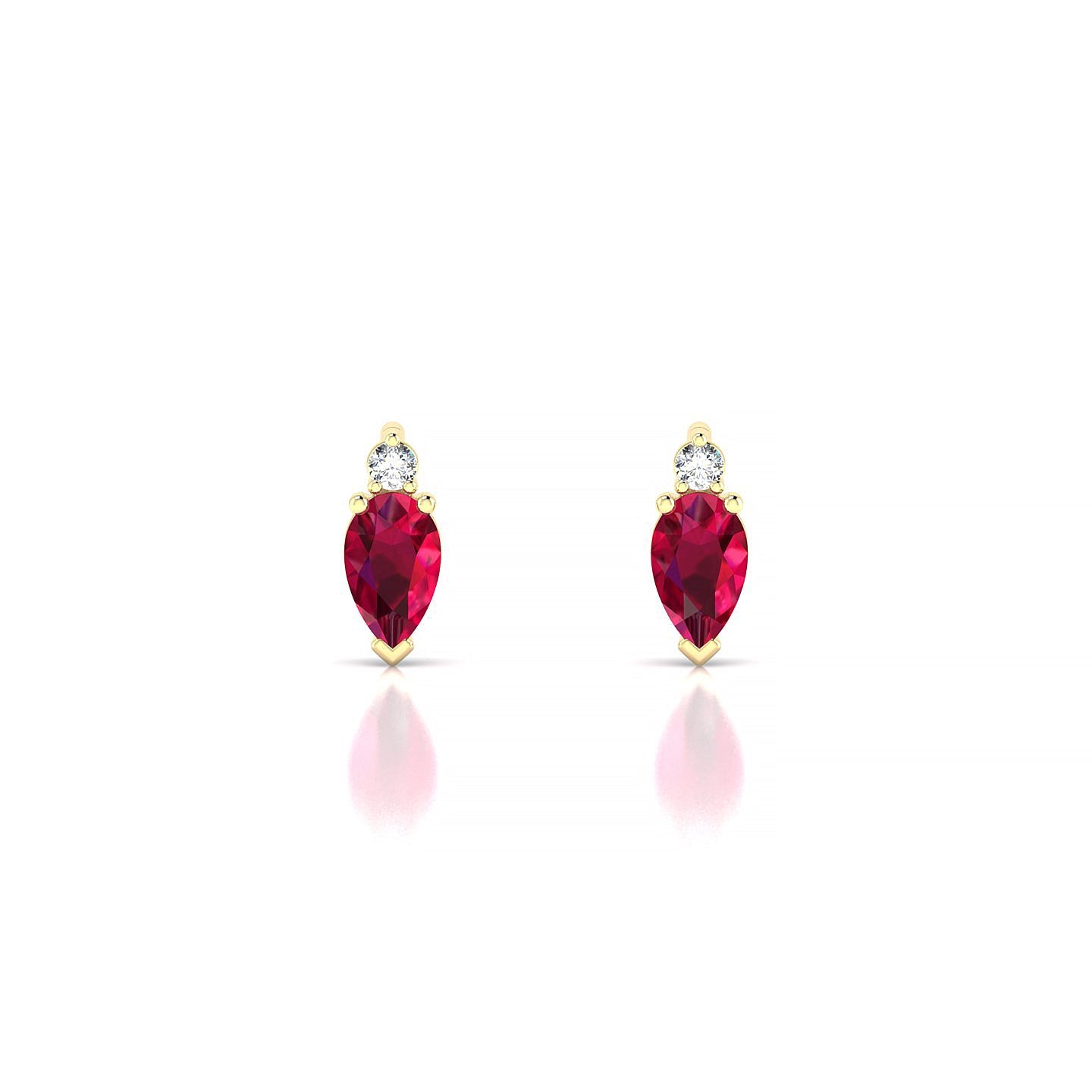 Sparkle | 18k Yellow Gold 5 x 3 mm Pear Ruby Earrings