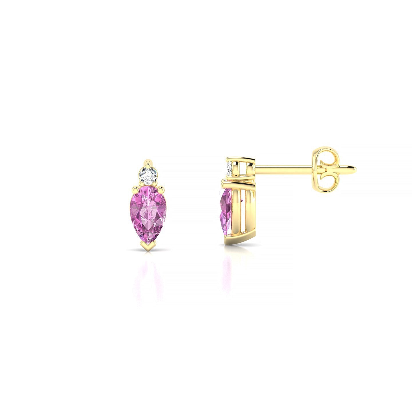 Sparkle | 18k Yellow Gold 5 x 3 mm Pear Pink Sapphire Earrings