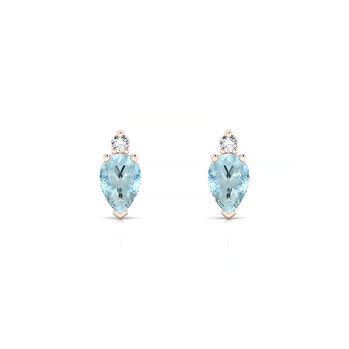 Sparkle | 18k Rose Gold 6 x 4 mm Pear Aquamarine Earrings
