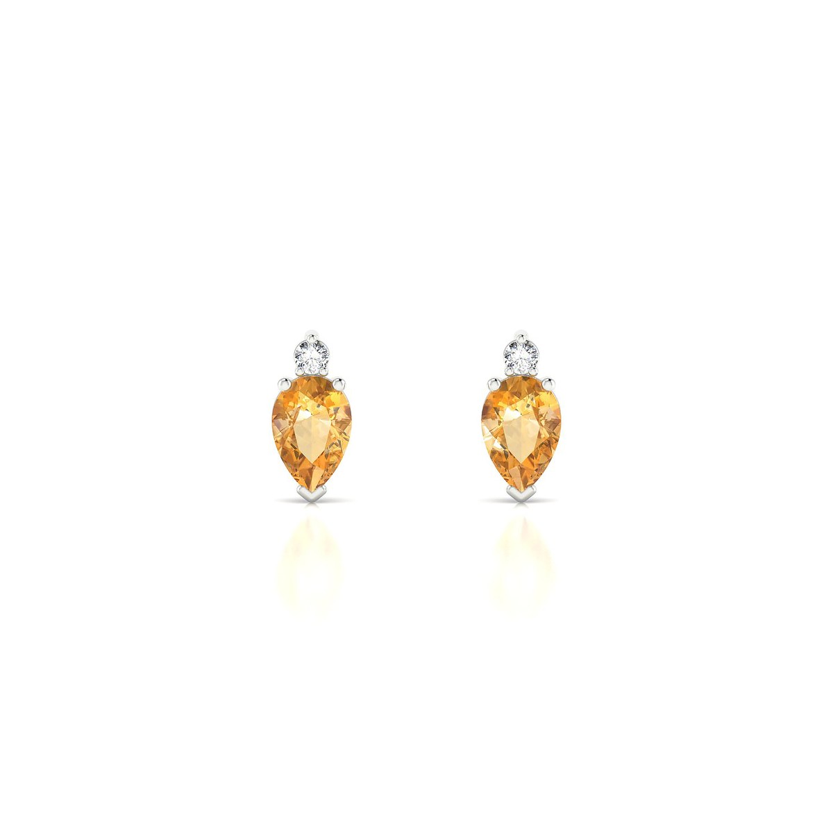Sparkle | 18k White Gold 6 x 4 mm Pear Citrine Earrings