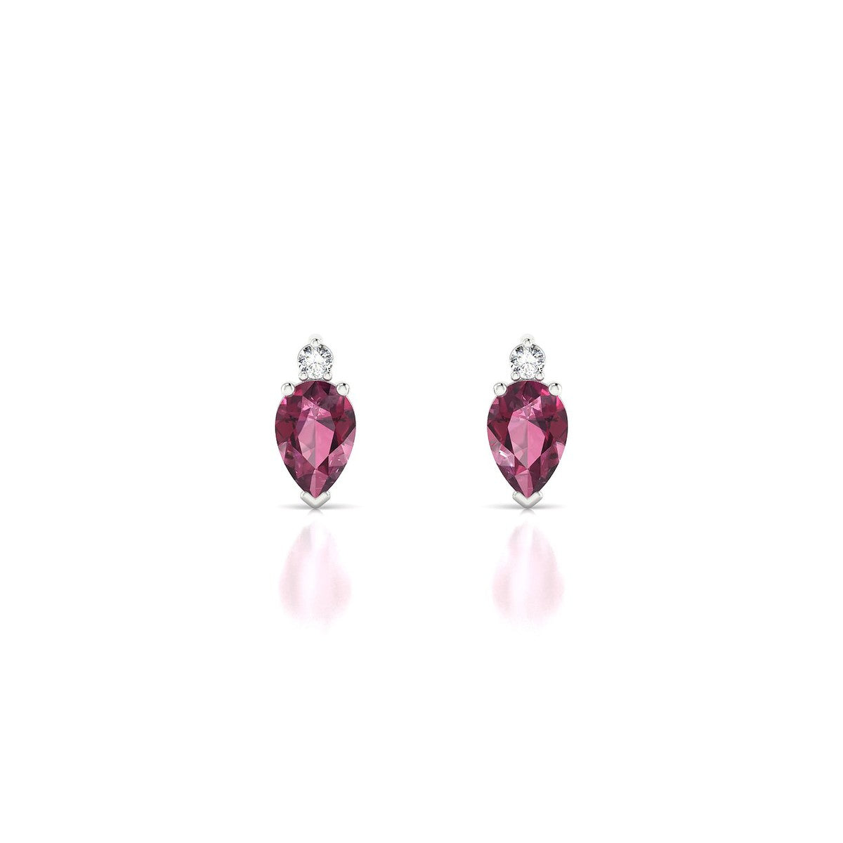 Sparkle | 18k White Gold 6 x 4 mm Pear Rhodolite Earrings