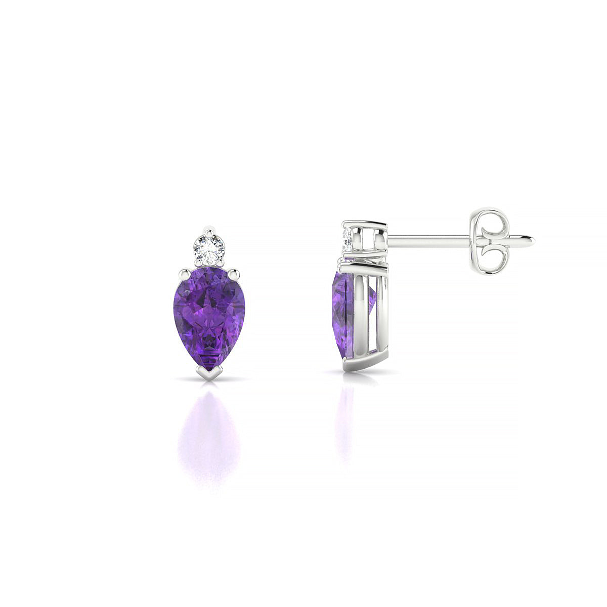 Sparkle | 18k White Gold 6 x 4 mm Pear Amethyst Earrings