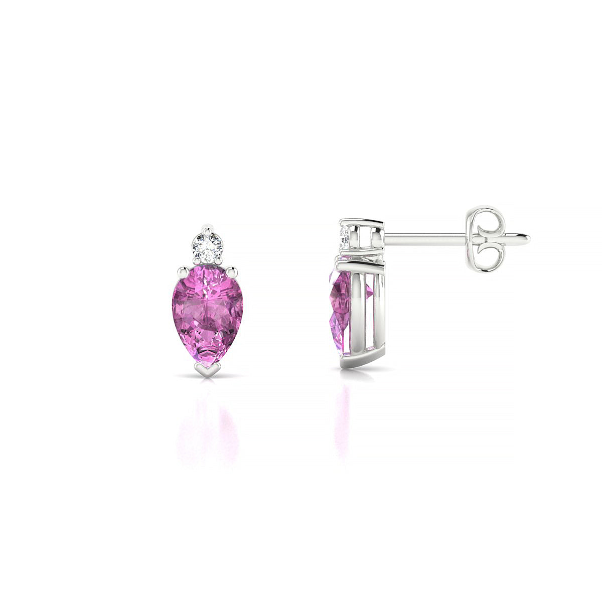 Sparkle | 18k White Gold 6 x 4 mm Pear Pink Sapphire Earrings