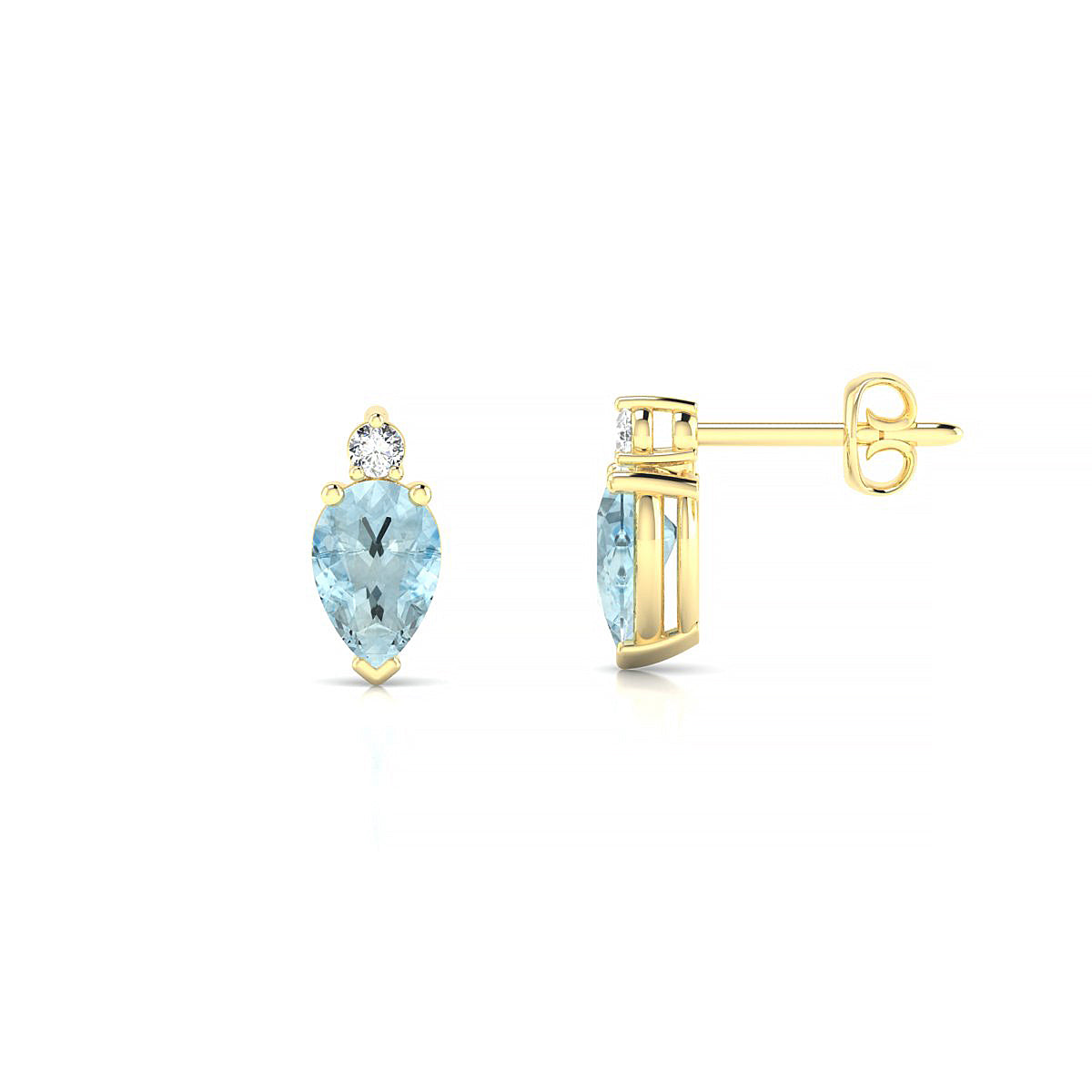 Sparkle | 18k Yellow Gold 6 x 4 mm Pear Aquamarine Earrings
