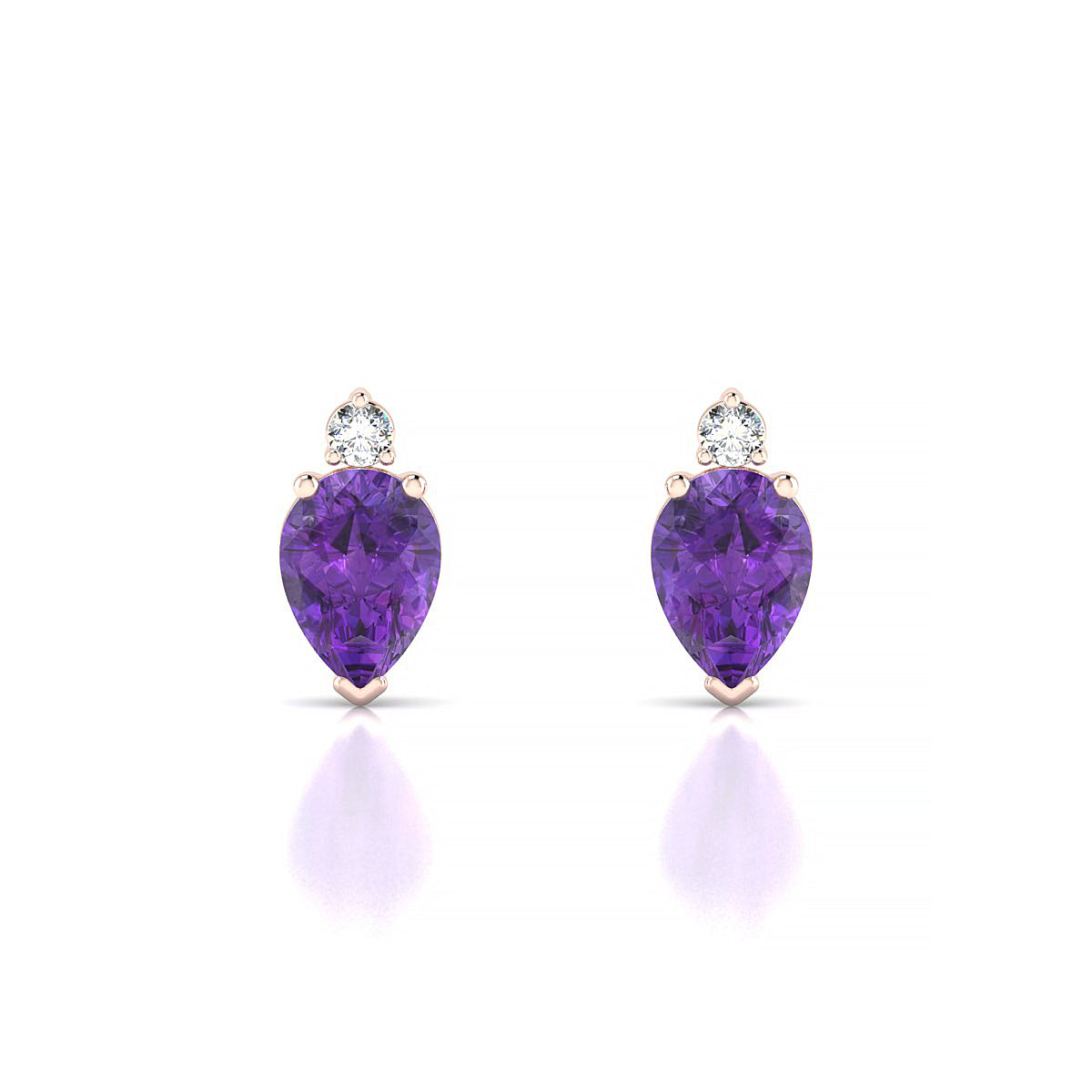 Sparkle | 18k Rose Gold 7 x 5 mm Pear Amethyst Earrings