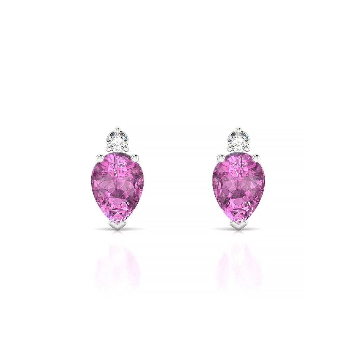 Sparkle | 18k White Gold 7 x 5 mm Pear Pink Sapphire Earrings