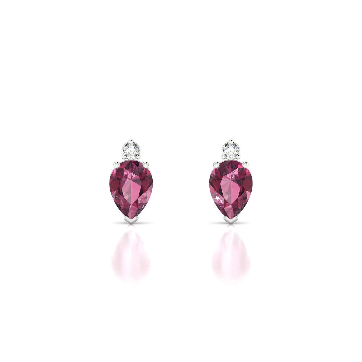 Sparkle | 18k White Gold 7 x 5 mm Pear Rhodolite Earrings