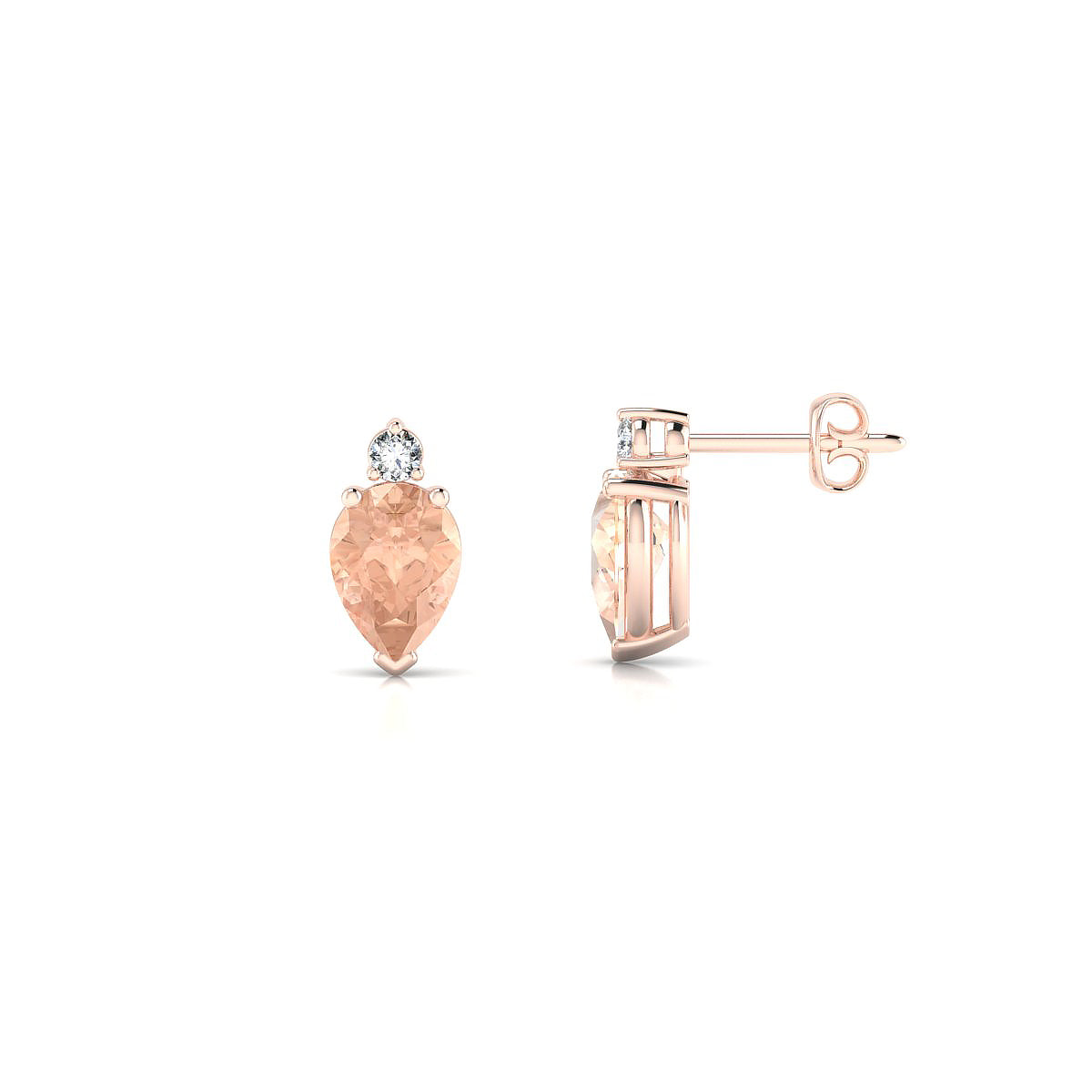 Sparkle | 18k Rose Gold 7 x 5 mm Pear Morganite Earrings