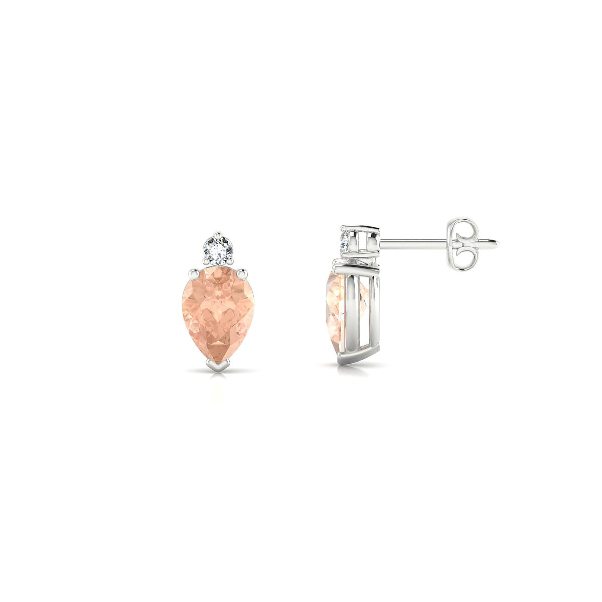 Sparkle | 18k White Gold 7 x 5 mm Pear Morganite Earrings