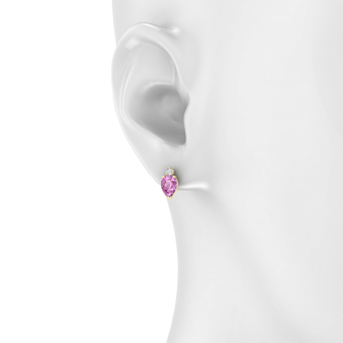 Sparkle | 18k Yellow Gold 7 x 5 mm Pear Pink Sapphire Earrings