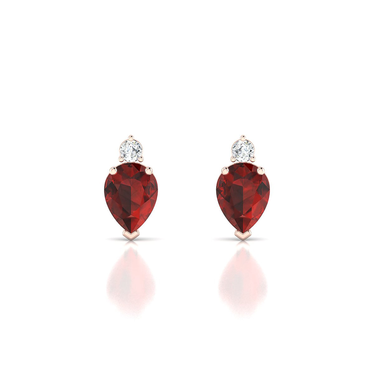 Sparkle | 18k Rose Gold 8 x 6 mm Pear Garnet Earrings
