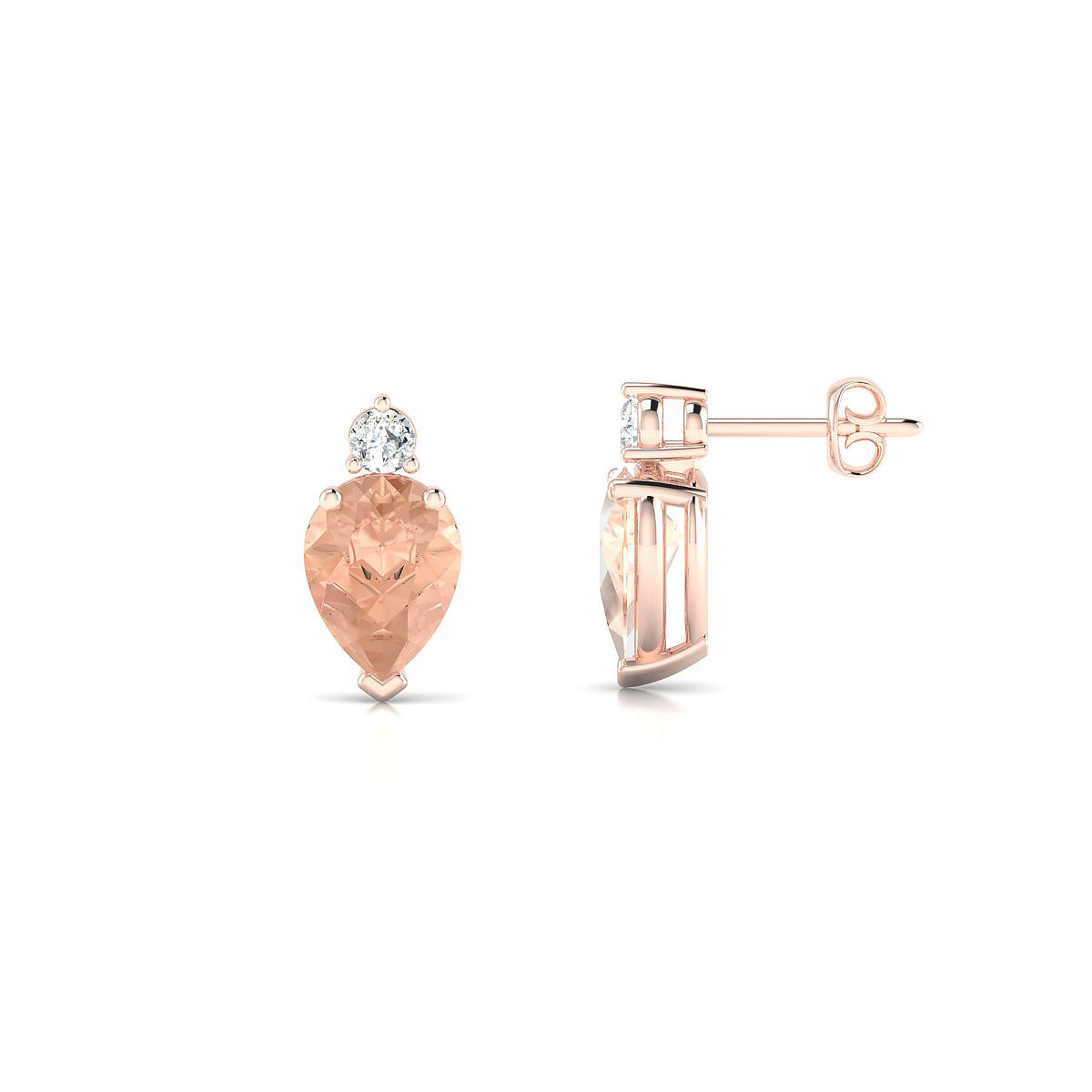 Sparkle | 18k Rose Gold 8 x 6 mm Pear Morganite Earrings
