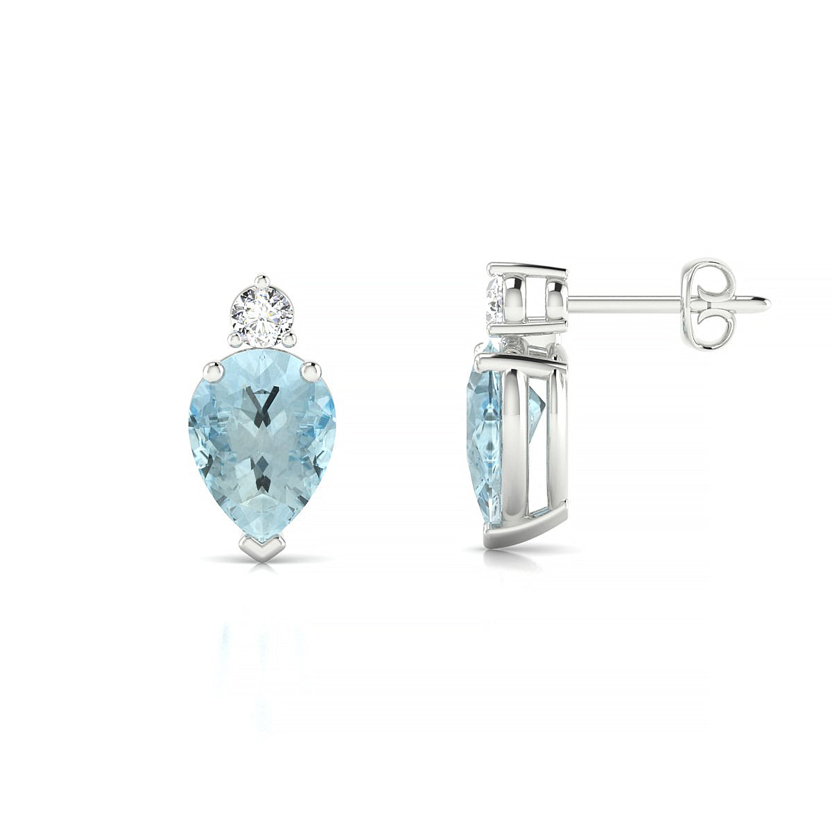 Sparkle | 18k White Gold 8 x 6 mm Pear Aquamarine Earrings