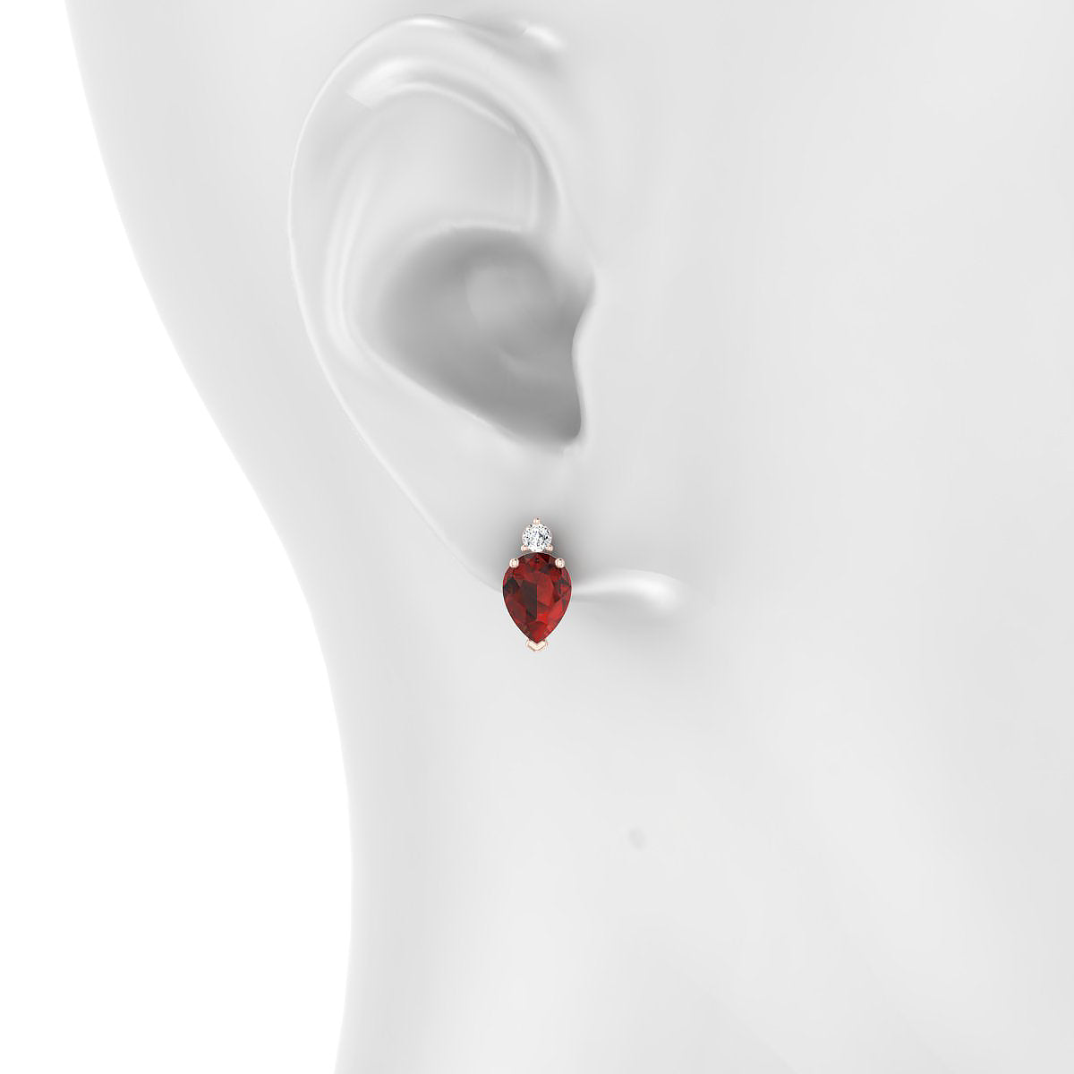 Sparkle | 18k Rose Gold 8 x 6 mm Pear Garnet Earrings