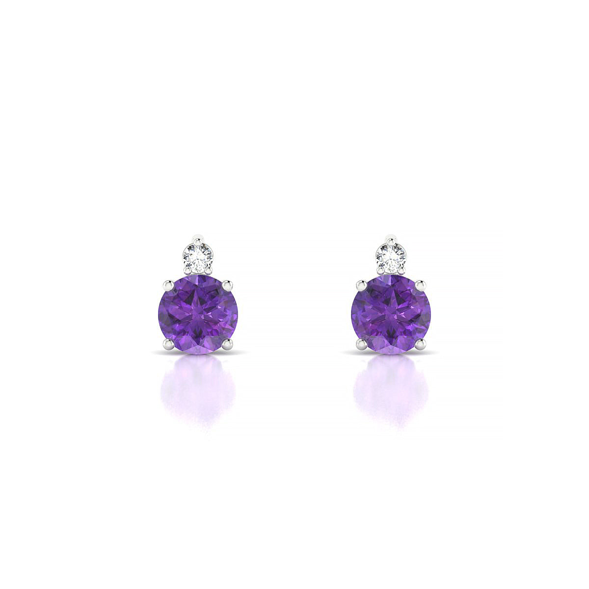 Sparkle | 18k White Gold 4.5 mm Round Amethyst Earrings