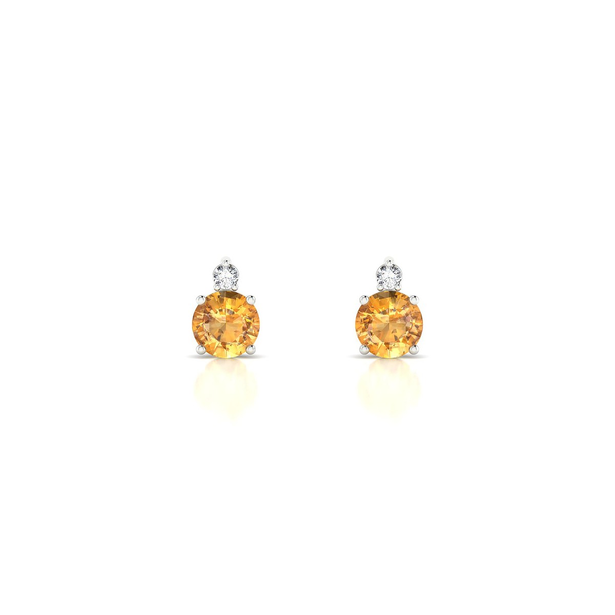 Sparkle | 18k White Gold 4.5 mm Round Citrine Earrings
