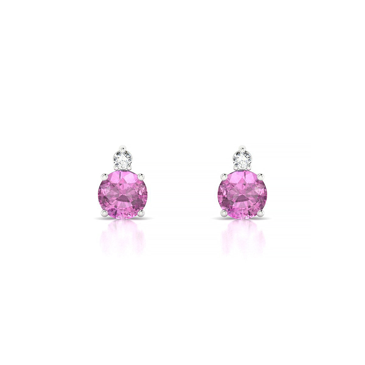 Sparkle | 18k White Gold 4.5 mm Round Pink Sapphire Earrings