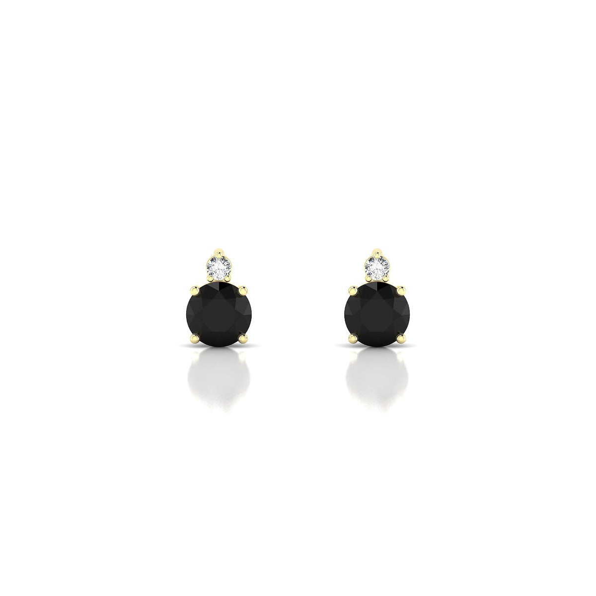 Sparkle | 18k Yellow Gold 4.5 mm Round Black Diamond Earrings