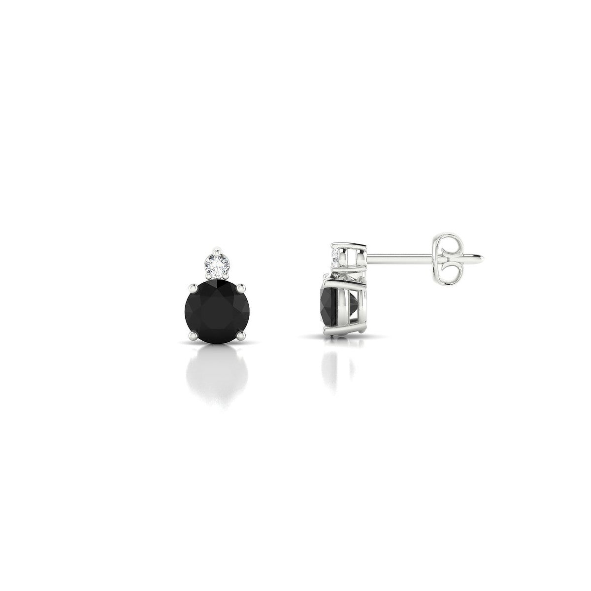 Sparkle | 18k White Gold 4.5 mm Round Black Diamond Earrings