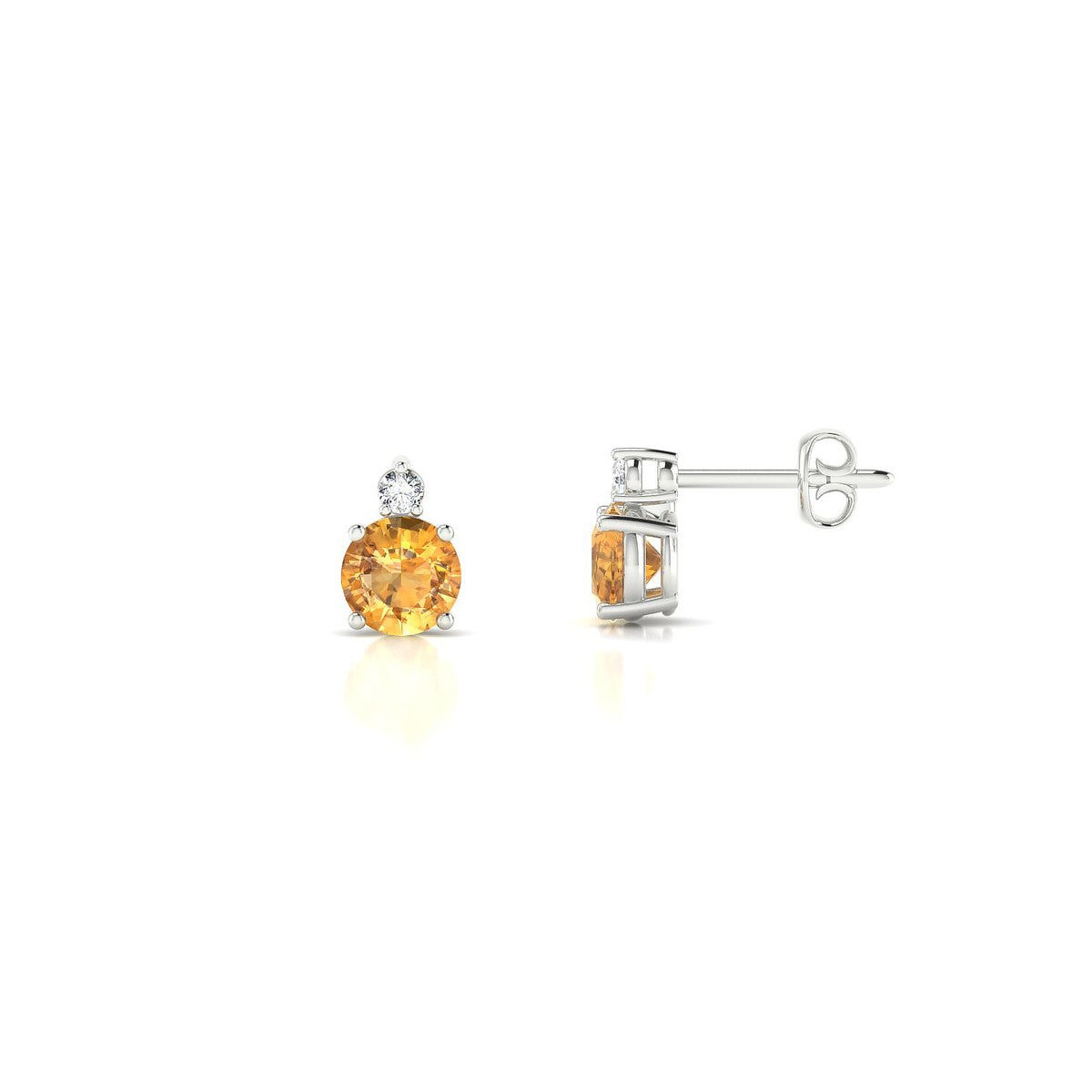 Sparkle | 18k White Gold 4.5 mm Round Citrine Earrings