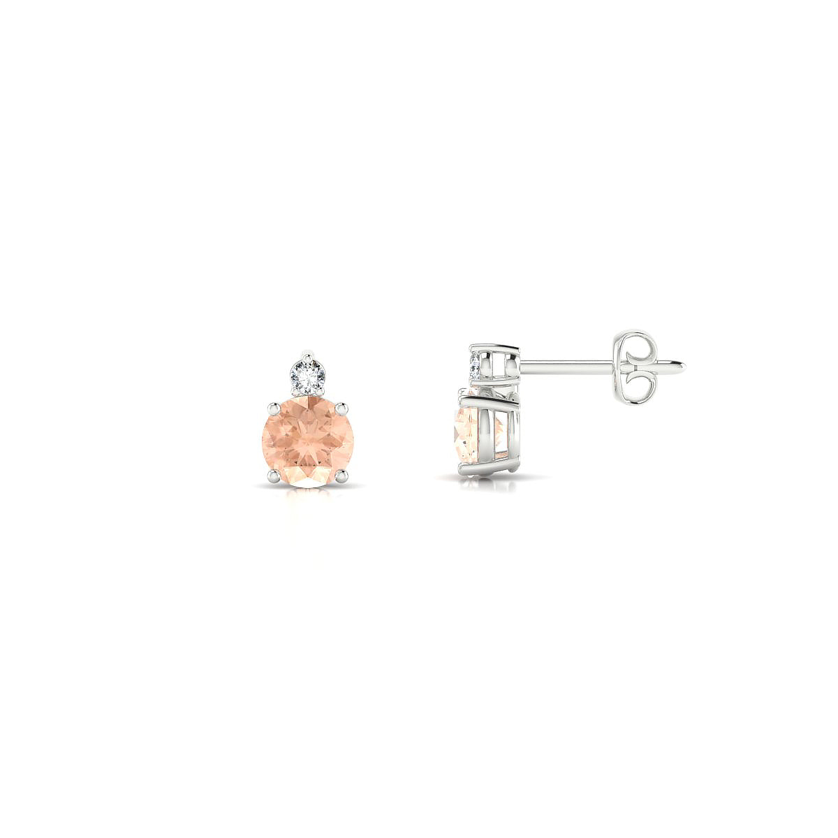 Sparkle | 18k White Gold 4.5 mm Round Morganite Earrings