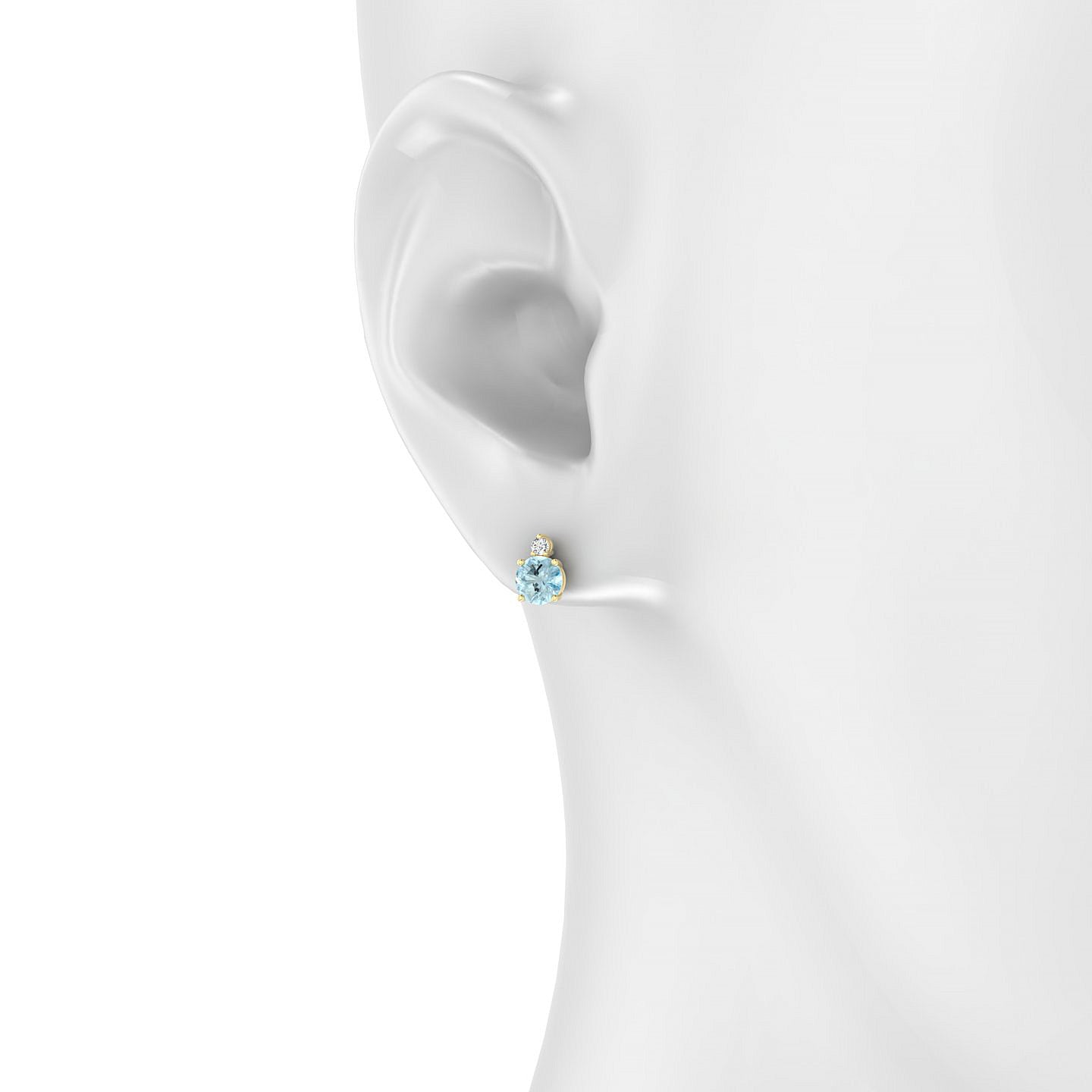 Sparkle | 18k Yellow Gold 4.5 mm Round Aquamarine Earrings