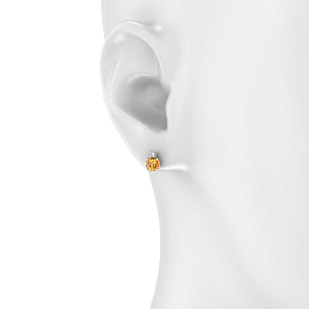 Sparkle | 18k White Gold 4.5 mm Round Citrine Earrings