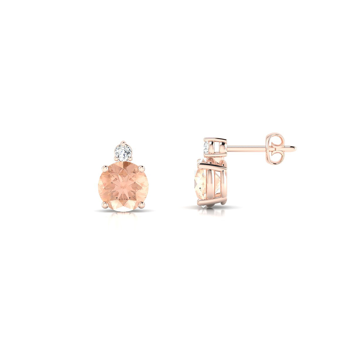 Sparkle | 18k Rose Gold 6 mm Round Morganite Earrings