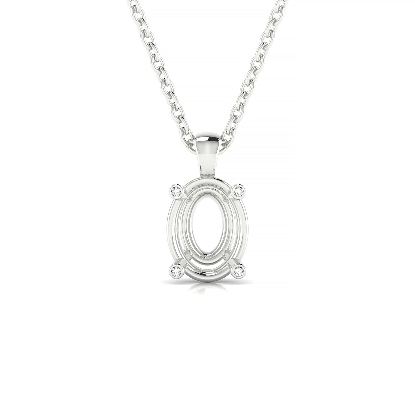 Sparkle Oval 2-2.99 ct | 18k White Gold Side Stones Diamond Pendant