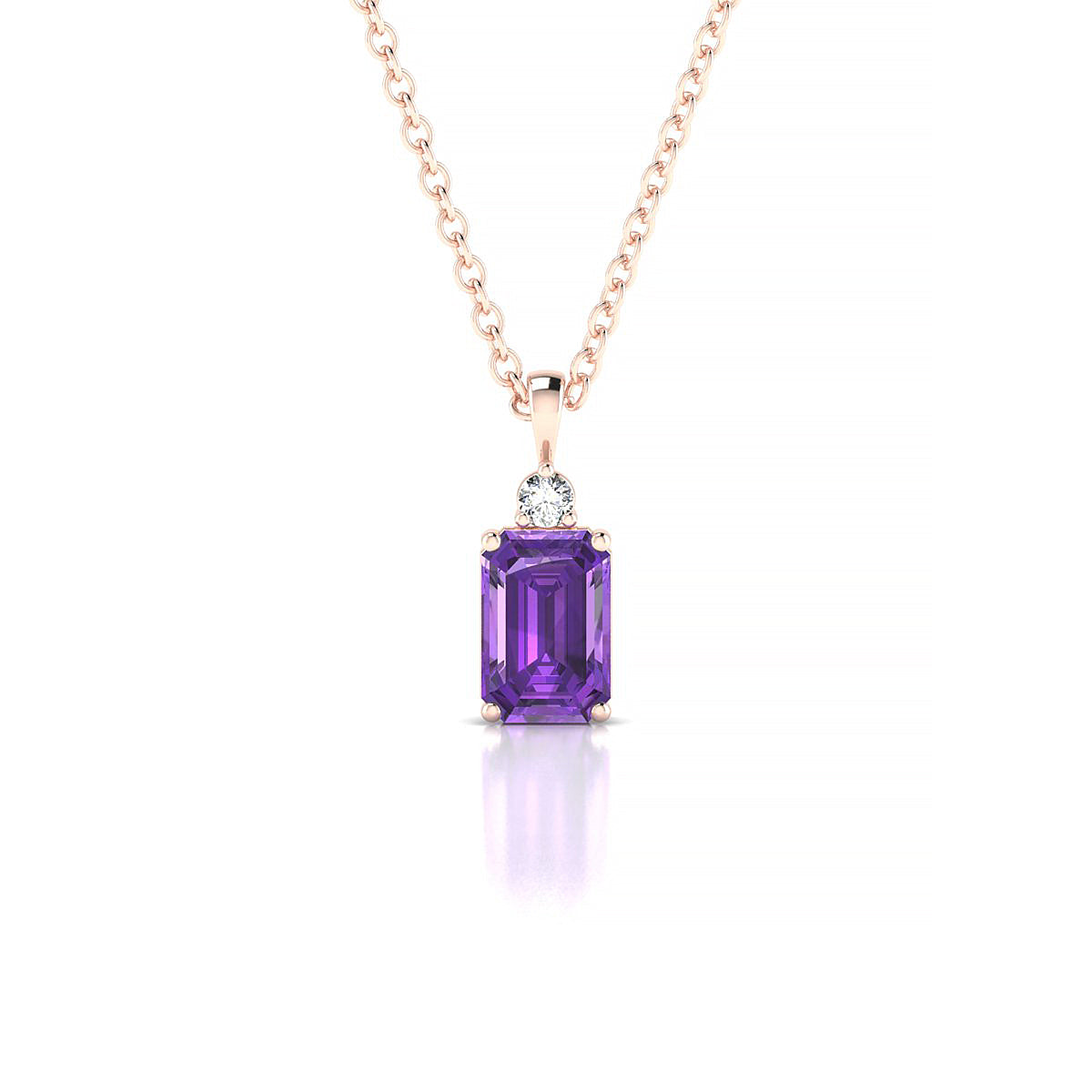 Sparkle | 18k Rose Gold 6 x 4 mm Emerald Amethyst Pendant