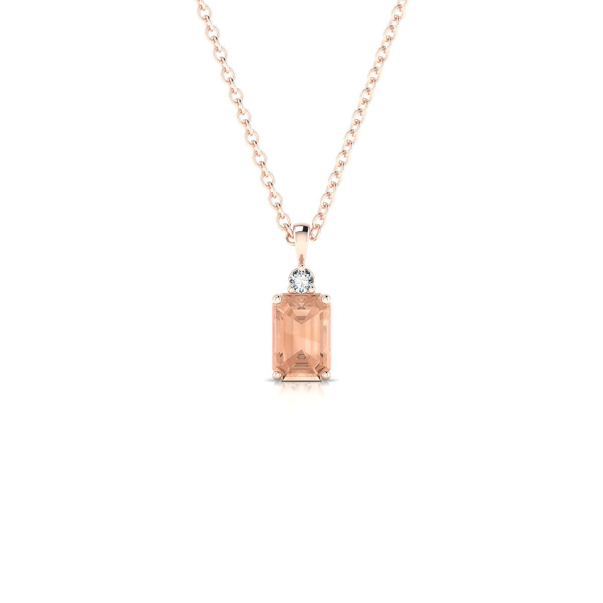 Sparkle | 18k Rose Gold 6 x 4 mm Emerald Morganite Pendant